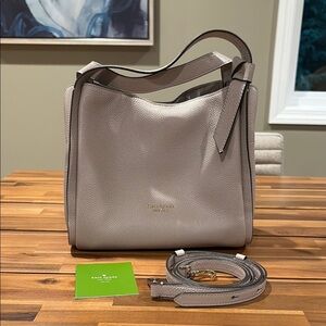 NWOT KATE SPADE Pebble Leather Medium Taupe Knott Bag with Adjustable Strap